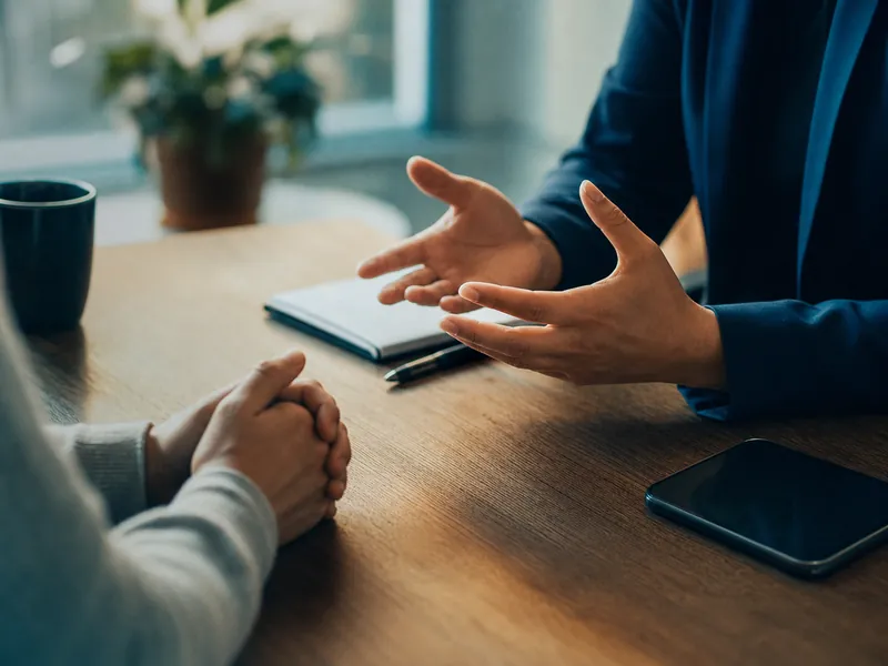 A consultation in a calm office.